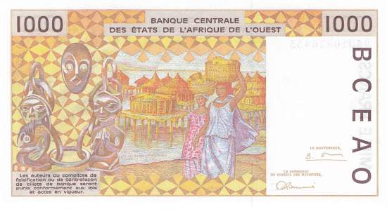 Burkina Faso p311CI 1000 Francs 1998